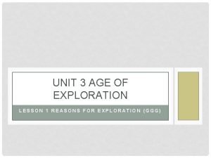 The age of exploration lesson 1