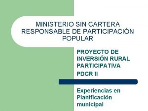 MINISTERIO SIN CARTERA RESPONSABLE DE PARTICIPACIN POPULAR PROYECTO