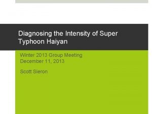 Diagnosing the Intensity of Super Typhoon Haiyan Winter