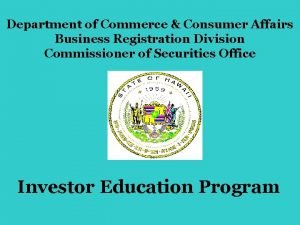 Department of commerce and consumer affairs