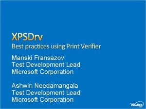 XPSDrv Best practices using Print Verifier Manski Fransazov