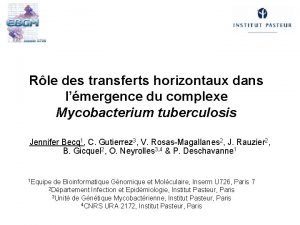 Rle des transferts horizontaux dans lmergence du complexe