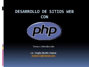 DESARROLLO DE SITIOS WEB CON Tema 1 Introduccin
