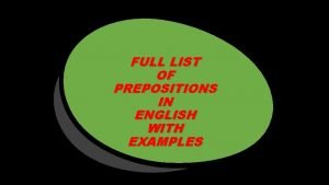 Complete list of prepositions