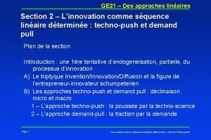 GE 21 Des approches linaires Section 2 Linnovation