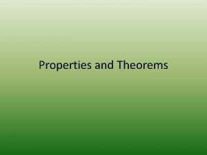 Properties and Theorems List of Theorems Chapters 1
