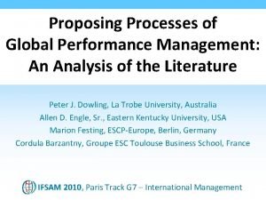 Global performance management