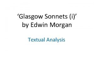 Glasgow sonnet i