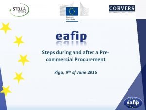 Steps during and after a Precommercial Procurement Riga