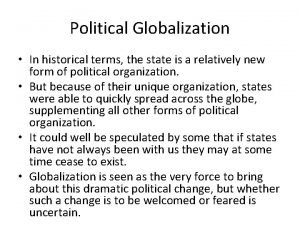 What is political globalization