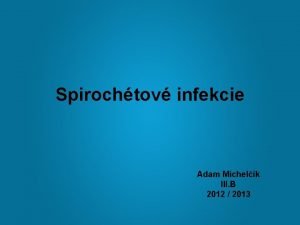 Spirochtov infekcie Adam Michelk III B 2012 2013