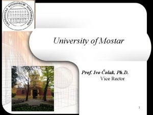 University of Mostar Prof Ivo olak Ph D