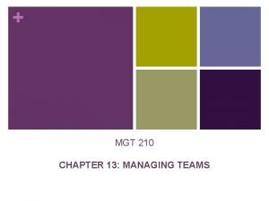 MGT 210 CHAPTER 13 MANAGING TEAMS Group two