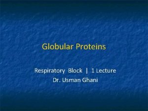 Globular Proteins Respiratory Block 1 Lecture Dr Usman