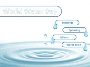 World Water Day Learning Speaking Idioms Water cycle