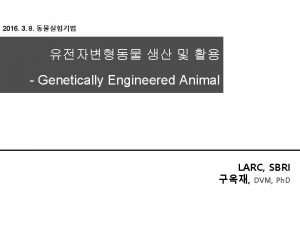 2016 3 8 Genetically Engineered Animal LARC SBRI