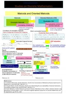 Imai Laboratory Introduction Studies on Discrete Mathematics Matroids