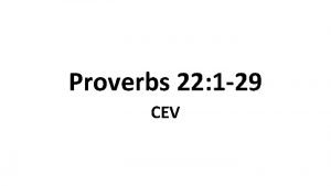 Proverbs 22 cev