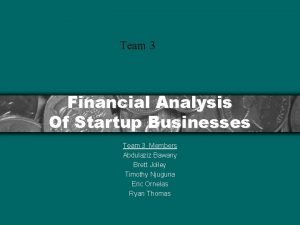 Financial analysis for startup business
