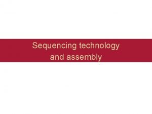Sequencing technology and assembly Sanger sequencing with radioactivity