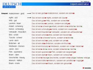 H Witzlinger Adjektivdeklination Beispiel Hotelzimmer gro Das ist