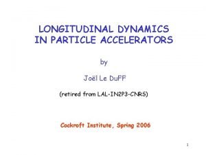 LONGITUDINAL DYNAMICS IN PARTICLE ACCELERATORS by Jol Le