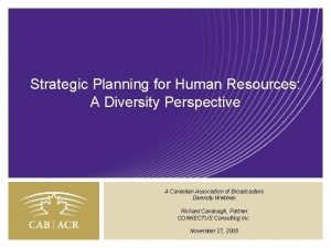 Strategic Planning for Human Resources A Diversity Perspective
