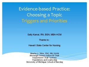 Evidence based practice topics