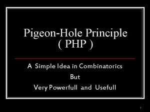 PigeonHole Principle PHP A Simple Idea in Combinatorics