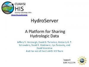 CUAHSI HIS Sharing hydrologic data http his cuahsi