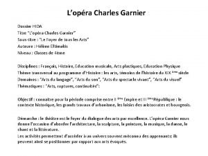 Lopra Charles Garnier Dossier HIDA Titre Lopra Charles