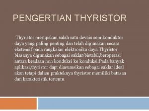 Pengertian thyristor