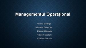 Managementul operatiunilor de productie