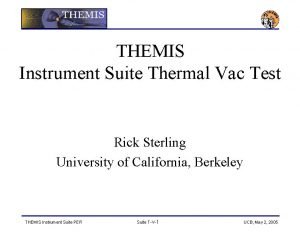 THEMIS Instrument Suite Thermal Vac Test Rick Sterling