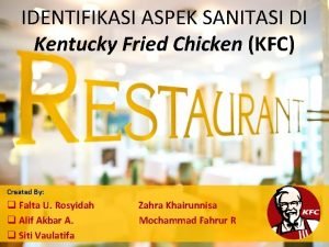 IDENTIFIKASI ASPEK SANITASI DI Kentucky Fried Chicken KFC
