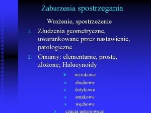 Zaburzenia spostrzegania 1 2 Wraenie spostrzeenie Zudzenia geometryczne