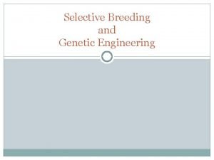 Selective Breeding and Genetic Engineering DNA Technology Genetic