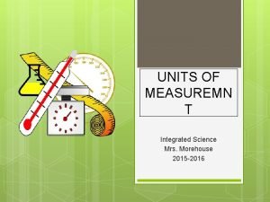 UNITS OF MEASUREMN T Integrated Science Mrs Morehouse