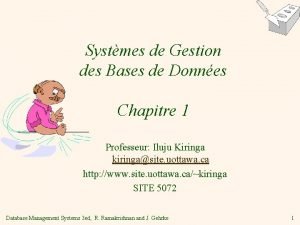 Systmes de Gestion des Bases de Donnes Chapitre