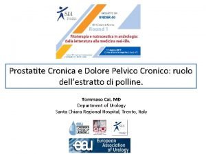 Prostatite Cronica e Dolore Pelvico Cronico ruolo dellestratto