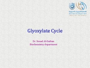 Glyoxylate Cycle Dr Sooad AlDaihan Biochemistry department Overview