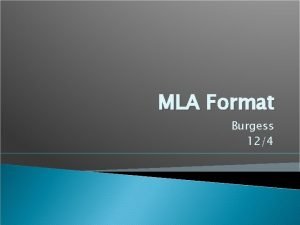 Mla bullet points Mla bullet points