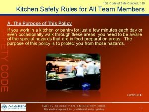 Kitchen code of conduct