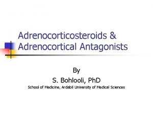 Adrenocorticosteroids Adrenocortical Antagonists By S Bohlooli Ph D