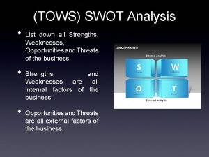 Swot analysis tows
