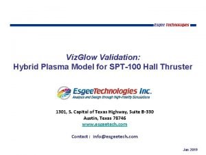 Viz Glow Validation Hybrid Plasma Model for SPT100
