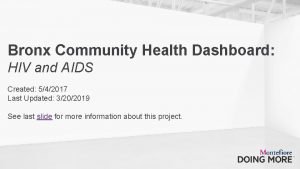 Bronx Community Health Dashboard HIV and AIDS Created