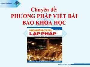 Chuyn PHNG PHP VIT BI BO KHOA HC
