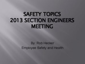 Engineering meeting topics