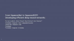 From Squeeze Net to Squeeze BERT Developing efficient